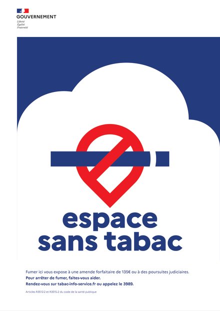 Affiche officielle « espace sans tabac » du Gouvernement